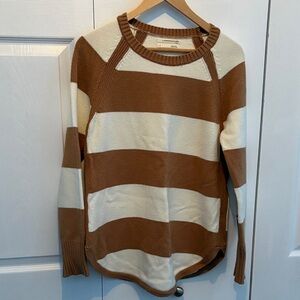 Anthropologie Brown and Cream Striped Sweater